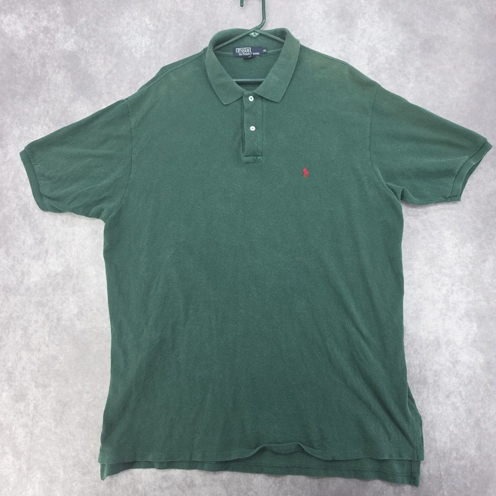 Vtg Polo Ralph‎ Lauren Short Sleeve Polo Shirt Mens XXL Green Preppy Made In USA